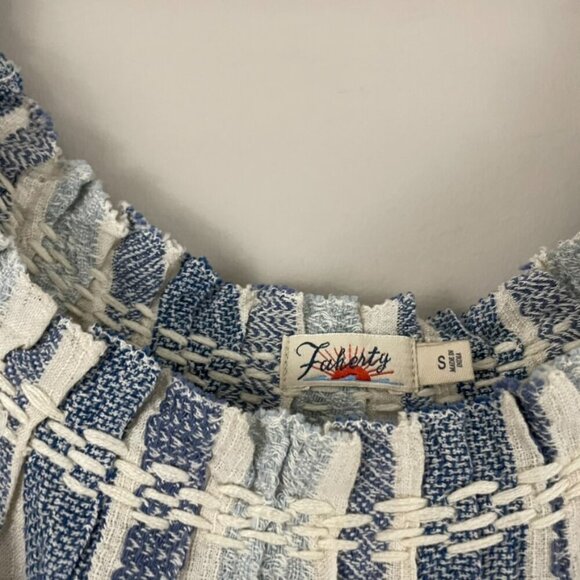 Faherty Annabelle Textured Top in Navy Slub Stripe Size Small - Picture 3 of 6